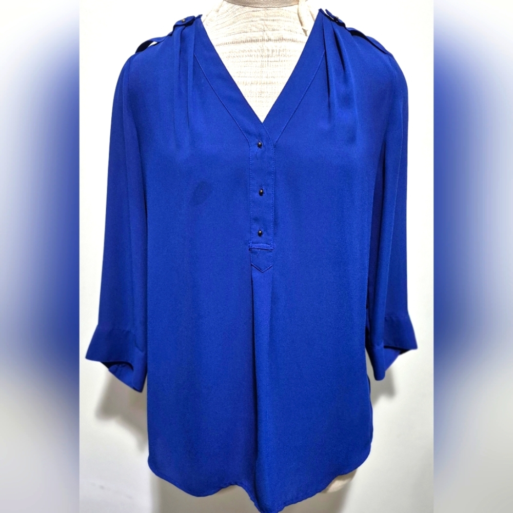 Express Cobalt Blue V-Neck Blouse